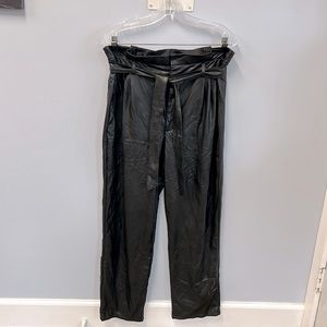 Black, pleather pants with belt size 14